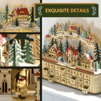 HOMCOM Christmas Advent Calendar, Countdown to Christmas Table Decoration with 24 Drawers, Lights, Battery Operated(m-6)