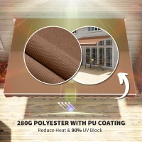 Outsunny 12' x 10' Manual Retractable Awning Outdoor Sunshade Shelter with Crank Handle for Patio, Balcony, Yard, Khaki(m-5)