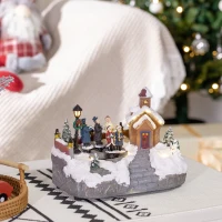 HOMCOM Christmas Village, Choir Animated Winter Wonderland Set with Multicolored LED Light, Battery Operated Christmas Decoration(m-10)