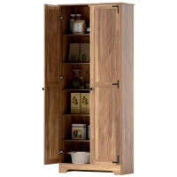 HOMCOM 72" Farmhouse Pantry Cabinet, Freestanding Food Pantry Cabinet with Adjustable Shelves, Brown(m-1)