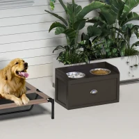PawHut Pet Feeding Station Pet Dish Bowl Set with Storage, 2 Elevated Dog Bowls for Large Sized Dogs, Coffee(m-9)