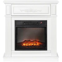 HOMCOM Electric Fireplace TV Stand for TV's up to 40" Flat Screen, Living Room Media Entertainment Console with Storage, White(m-11)