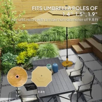 Outsunny Patio Umbrella Base Holder, Outdoor Umbrella Base with Adjustable Pads, Heavy Duty Patio Umbrella Stand Base for Garden, Poolside, Nature Wood(m-4)