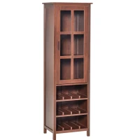 HOMCOM Tall Wine Cabinet, Bar Display Cupboard with 12-Bottle Wine Rack, Glass Door and 3 Storage Compartment for Living Room, Home Bar, Dining Room, Walnut(m-1)