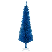 HOMCOM 6FT Decorated Christmas Tree, Pencil Christmas Tree with 390 Realistic Branch Tips and Plastic Stand, Blue(m-1)