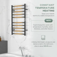 HOMCOM Wall Mounted Heated Towel Rack 10-Bar Electric Towel Warmer with Timer Adjustable Temperature Plug-in(m-6)