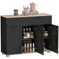 HOMCOM Sideboard Buffet Cabinet, Modern 40" Coffee Bar Cabinet with Wide Drawer, 3 Doors and 2 Adjustable Shelves, Black(m-12)