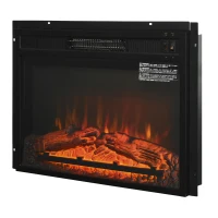 HOMCOM Electric Fireplace Insert for Wood Cabinets with Realistic Flame Effect and Automatic Shut-Off, Black(m-1)