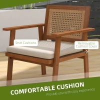 Outsunny 4 Pcs Patio Furniture Set Wicker Furniture Set w/ Seat Cushions with Loveseat Sofa, Seat Cushions for Garden, Backyard(m-5)