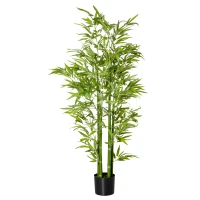 HOMCOM 5FT Artificial Bamboo Tree Faux Decorative Plant in Nursery Pot for Indoor Décor(m-11)