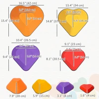 Qaba 11PCs Non-Slip Stackable Kids Stepping Stones, Heart-Shaped(m-3)