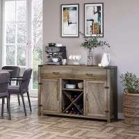 HOMCOM Farmhouse Bar Cabinet, Sideboards and Buffets with Doors, Wine Rack and Drawer, Storage Cabinet for Dining Room(m-1)