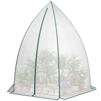 Outsunny 63" x 54" x 71" Tent-Style Mini Greenhouse, Portable Hot House for Plants with Zipper Roll Up Door and Window for Outdoor, Garden, Patio, White(m-11)