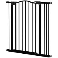 PawHut Extra Tall Dog Gate with Door, Pressure Fit, Auto Close, Double Locking for Doorways Hallways Stairs, 29"-34", Black(m-2)