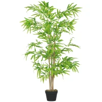 Outsunny Artificial Bamboo Tree, 5ft Fake Tree with Realistic Leaf and Natural Trunk, Decorative Plant in Nursery(m-2)