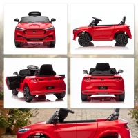 Qaba 12V Kids Ride On Car, Licensed Ford Mustang Mach-E Electric Car with Remote Control, LED Light, Music, Red(m-9)