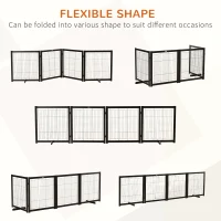 PawHut Wooden Dog Gate for Small & Medium Dogs 4 Panel w/ Support Feet Foldable Pet Fence for House Doorway Coffee(m-4)