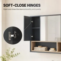 HOMCOM Wall Mounted Bathroom Medicine Cabinet with Mirror and Shelves, Grey(m-7)