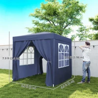 Outsunny 6.6'x6.6' Pop Up Canopy Tent with Sidewalls, Instant Sun Shelter Camping Gazebo with Carry Bag, Blue(m-3)
