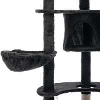 PawHut 60" Multi-Level Plush Cat Tree, Tall Cat Tower with Scratching Posts and 2 Hammocks, Dark Grey(m-10)