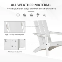 Outsunny Patio Adirondack Chair, Outdoor HDPE Fire Pit Chair, Weather Resistant Outdoor Chair with High-back, Patio Chair for Deck, Garden, Backyard, White(m-6)