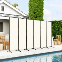 Outsunny 6 Panel Folding Room Divider, UV30+ Privacy Screen, Indoor Outdoor Privacy Panel with Stable Base, Beige(m-1)