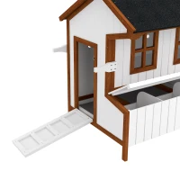 PawHut 47" Chicken Coop, Wooden Chicken House Raised Rabbit Hutch with Waterproof Roof, Nesting Box and Handles for 3-5 Hens, Poultry Cage Portable Hen Pen for Backyard(m-9)