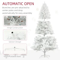 HOMCOM 7.5ft Unlit Artificial White Christmas Tree, Holiday Decor with 1346 Branch Tips, Auto Open and Steel Base(m-6)