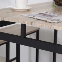 HOMCOM 5 Piece Modern Dining Table and 4 Stools Industrial Dining Set with Footrest & Metal Legs, For Kitchen, Natural(m-6)