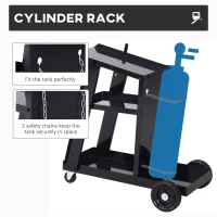 DURHAND 3 Tier Welding Cart Welder Trolley Garage Welding/Plasma Cutter Cart for Tanks Gas Bottles w/ Safety Chain Black(m-5)