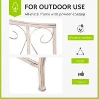 Outsunny Garden Half Round Tree Bench Antique 4-Seat Semi-circular Bench for Backyard, Park, Party, White(m-5)