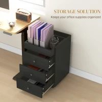 HOMCOM 3 Drawer File Cabinet on Wheels Mobile Home Office Storage Cabinet with Top Tray Under Desk Printer Stand, Walnut(m-4)