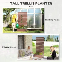 Outsunny Trellis Planter for Climbing Plants, Raised Garden Bed with Trellis, Planter Box for Outdoor Garden, Light Brown(m-6)