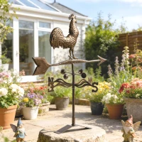 Outsunny Metal Rooster Weathervane, Roof Mount Wind Direction Indicator, Outdoor Weather Vanes(m-2)