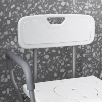 HOMCOM 3-in-1 Shower Chair with Back and Arms, Height Adjustable Bedside Commode, White(m-9)