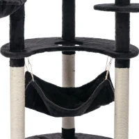 PawHut 60" Multi-Level Plush Cat Tree, Tall Cat Tower with Scratching Posts and 2 Hammocks, Dark Grey(m-11)
