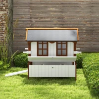 PawHut 47" Chicken Coop, Wooden Chicken House Raised Rabbit Hutch with Waterproof Roof, Nesting Box and Handles for 3-5 Hens, Poultry Cage Portable Hen Pen for Backyard(m-11)