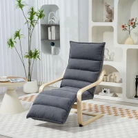 HOMCOM Accent Chair, Velvet Upholstered Living Room Chair with Footrest, Wood Frame, Dark Grey(m-1)