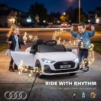 Qaba Audi A5L Licensed Electric Ride on Car for Kids with Remote Control Dual Motors 4-Wheel Suspension Music for 3-6, White(m-7)