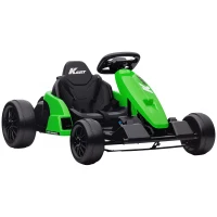 Qaba 24V Electric Go Kart with Dual 150W Motors, Adjustable Seat & 11.2MPH High Speed, Slow Start, 5-Point Harness, Green(m-11)