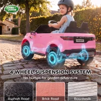 Qaba 12V Electric Car for Kids, Licensed Land Rover Ride on Car with Parent Remote, Soft Start, 4 Wheel Suspension, Pink(m-5)
