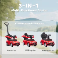 Qaba Mercedes-Benz C-Class Licensed Ride-On Push Car, Baby Stroller Walking Car with Parent Control Handle, Horn, Red(m-4)