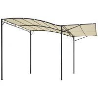 Outsunny 10' x 8' Outdoor Pergola and Patio Gazebo, Extendable Side Awning, Sun Shade Shelter for Garden, Camper, Deck, Doors and Windows, Beige(m-1)