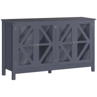 HOMCOM Sideboard, Buffet Cabinet with 4 Tempered Glass Doors and Adjustable Storage Shelf, Credenza, Gray(m-1)