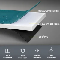 Soozier Trampoline Pad, 14FT Replacement Trampoline Safety Pad Mat Spring Cover, Water-Resistant, UV-Resistant, Tear-Resistant, No Holes for Pole, Green(m-6)
