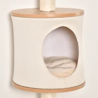 PawHut 4-Level Wall-Mounted Cat Tree Activity Tower, Wall Cat Shelves with Sisal Rope Scratching Posts, Cat Condo and Bed, Light Brown(m-8)