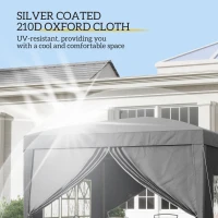 Outsunny 10'x10' Outdoor Pop Up Party Tent Wedding Gazebo Canopy with Carrying Bag (Grey)(m-5)