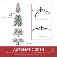 HOMCOM 9' Unlit Snow Flocked Pine Artificial Christmas Tree with Realistic Branches and 1159 Tips, Green(m-6)