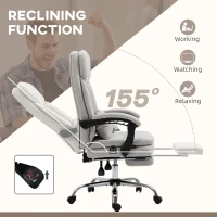 Vinsetto Executive Office Chair with Vibration Massage, Microfibre Swivel Desk Chair, Heated Reclining Computer Chair with Lumbar Support Pillow, Footrest, Light Gray(m-6)