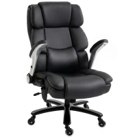 HOMCOM Ergonomic Office Chair with Inflatable Adjustable Lumbar Support, 400 Lbs Heavy Duty High Back Desk Chair, Black(m-1)